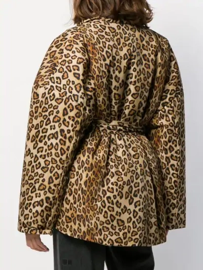 ALBERTO BIANI LEOPARD PRINT OVERSIZED JACKET - 大地色