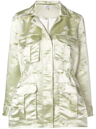 Shop Ganni Floral Military Jacket - Green