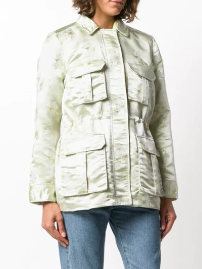 Shop Ganni Floral Military Jacket - Green