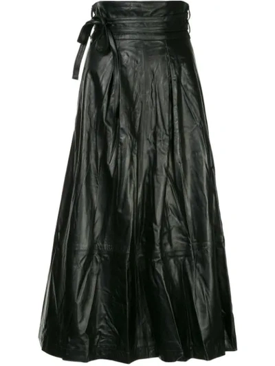 Shop Julia Davidian Crease Effect High Waist Skirt - Black