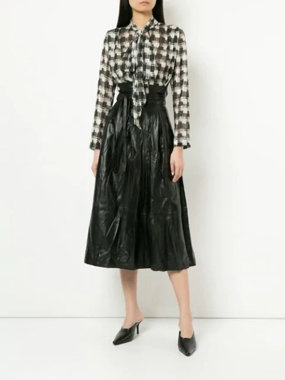 Shop Julia Davidian Crease Effect High Waist Skirt - Black