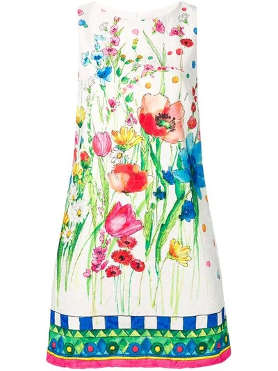 Shop Blugirl Watercolour Floral Print Shift Dress In Neutrals