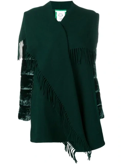 Shop Moncler Draped Shawl Cardigan Coat - Green