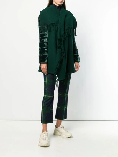 Shop Moncler Draped Shawl Cardigan Coat - Green