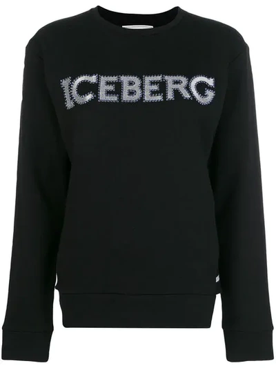 Shop Iceberg Microstud Logo Sweatshirt - Black
