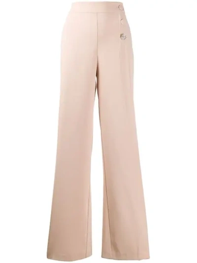 Shop Pinko High-waisted Embellished Trousers In Q10 Beige