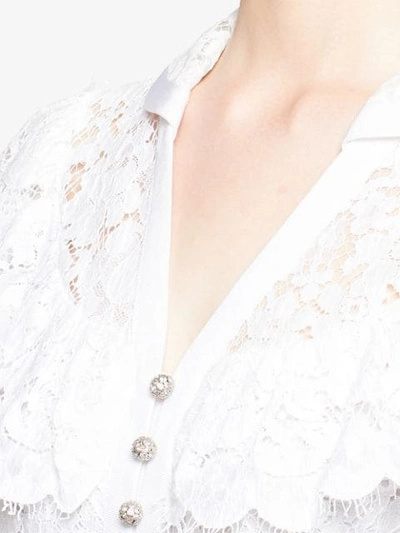 Shop Miu Miu Crystal-embellished Ruffled Dress In F0009 White