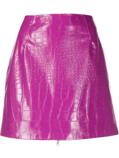 Shop Pinko Crocodile Effect Skirt In Pink