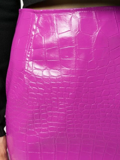 Shop Pinko Crocodile Effect Skirt In Pink