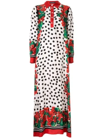 Shop Dolce & Gabbana Polka Dot Long Dress In Multicolour