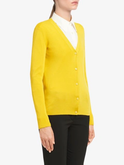 Shop Prada Klassischer Cardigan - Gelb In Yellow