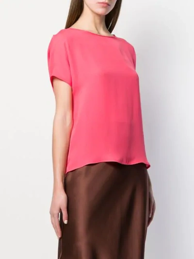 Shop Emporio Armani Round Neck Silk Blouse In Pink