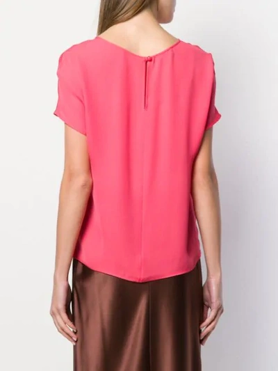 Shop Emporio Armani Round Neck Silk Blouse In Pink
