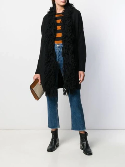 Shop Snobby Sheep Fringe-trimmed Cardigan In Black