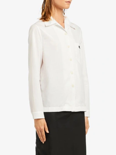 Shop Prada Triangle Logo Shirt In White