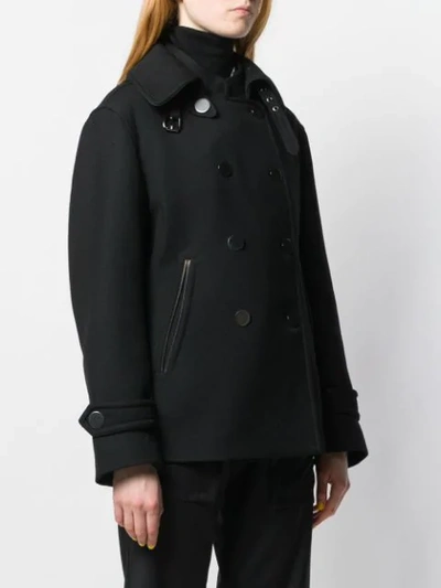 Shop Tom Ford Buckled Collar Peacoat In Black