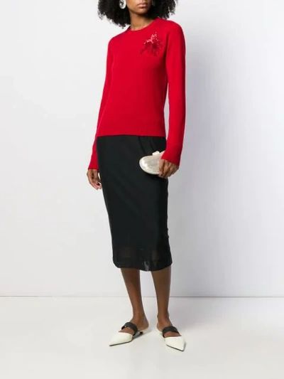 Shop N°21 Embroidered Knitted Jumper In Red