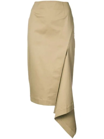 Shop Monse Draped Side Detail Skirt In Khaki