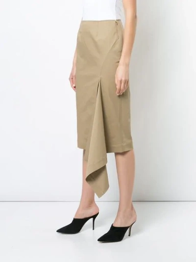 Shop Monse Draped Side Detail Skirt In Khaki