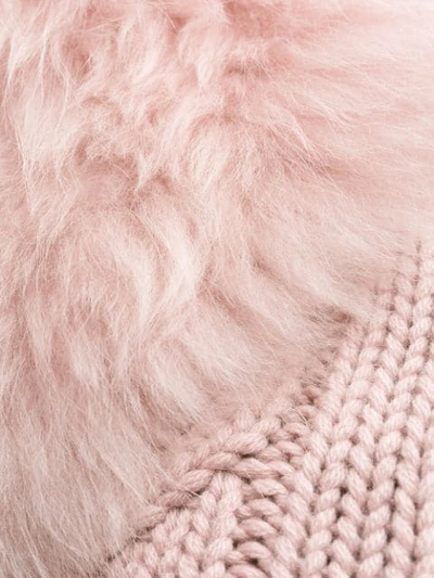 Shop Prada Faux Fur Collar Cardigan In Pink
