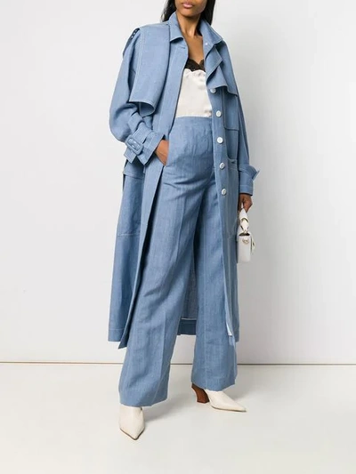 Shop Joseph Oversized Trench Coat In Blue