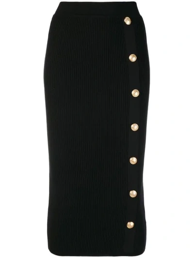 Shop Balmain Embellished High-waist Skirt In Black