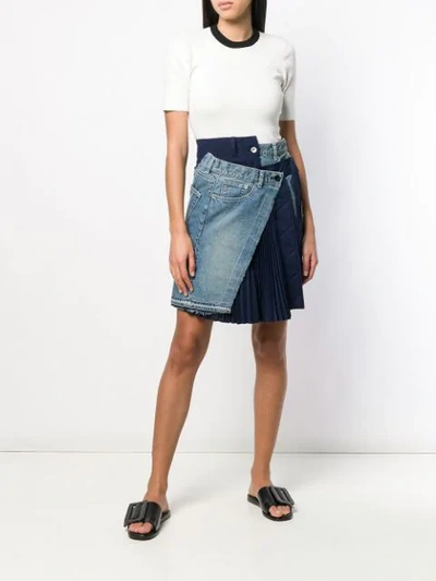 Shop Sacai Asymmetric Skirt In Blue
