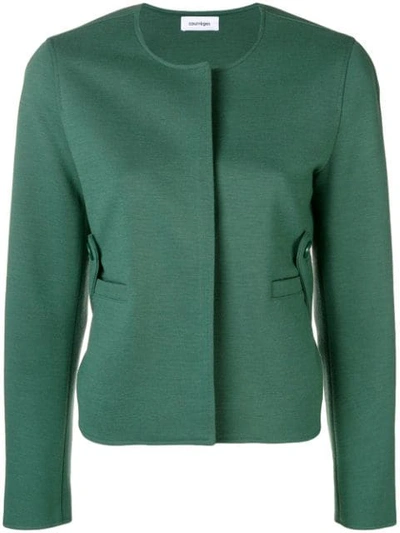 Shop Courrèges Fitted Cropped Jacket In Green