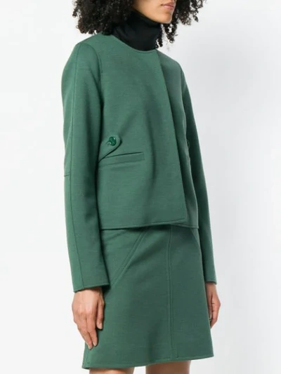 Shop Courrèges Fitted Cropped Jacket In Green