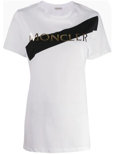 Shop Moncler Logo Printed T-shirt In White