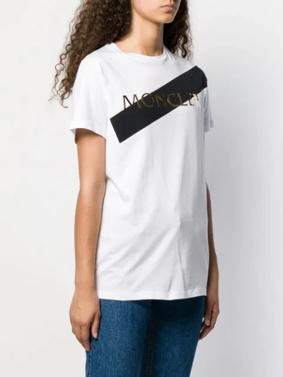 Shop Moncler Logo Printed T-shirt In White