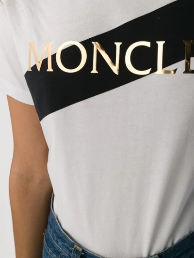 Shop Moncler Logo Printed T-shirt In White