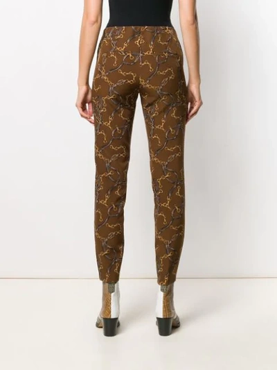 Shop Cambio Printed Slim Fit Trousers In Brown