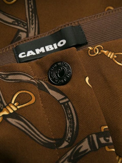 Shop Cambio Printed Slim Fit Trousers In Brown