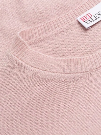 Shop Red Valentino Red(v) Frilled Crew Neck Knitted Sweater In Pink
