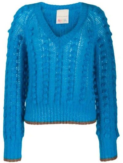 Shop Marco De Vincenzo Chunky Bobble Knit Jumper In Blue