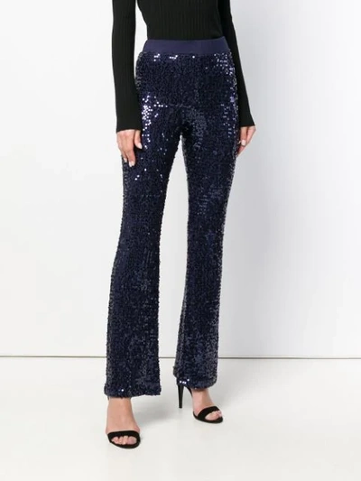 Shop P.a.r.o.s.h Sequin Bootleg Trousers In Blue