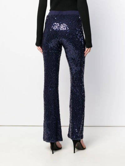 Shop P.a.r.o.s.h Sequin Bootleg Trousers In Blue
