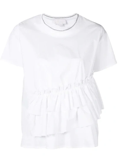 Shop Genny Ruffle Detail T-shirt - White