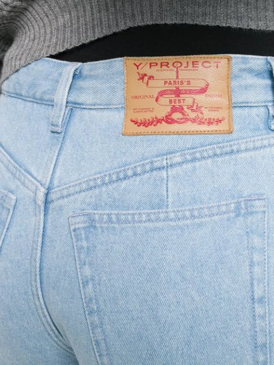 Shop Y/project Elastic Feet Detail Jeans In Blue