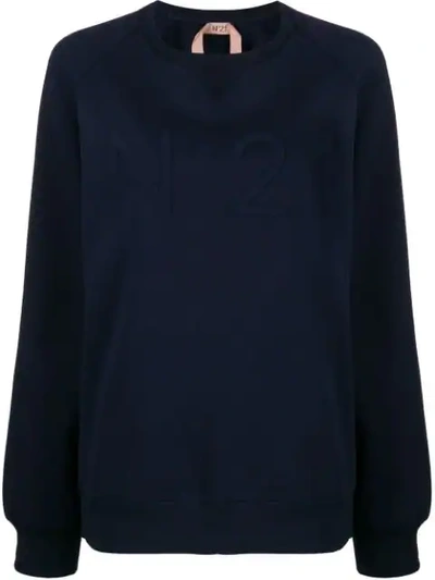 Shop N°21 Tonal Logo Appliqué Sweatshirt In 6685 Blue