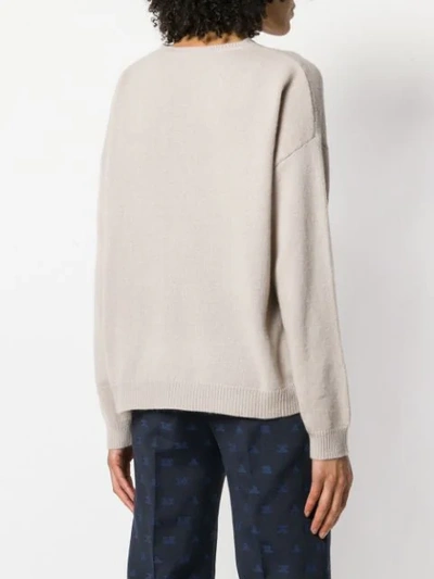 Shop Max Mara Cashmere Knitted Logo Sweatshirt - Neutrals