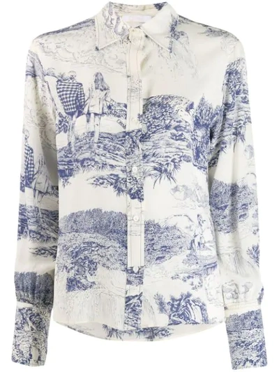 Shop Chloé Graphic Print Shirt In Neutrals ,blue