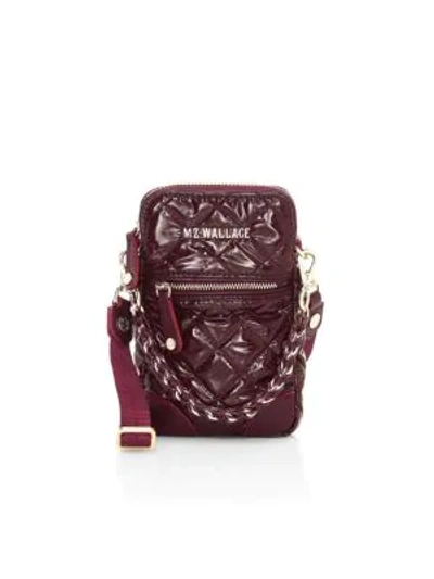 Shop Mz Wallace Micro Quilted Patent Crossbody Bag In Dark Red