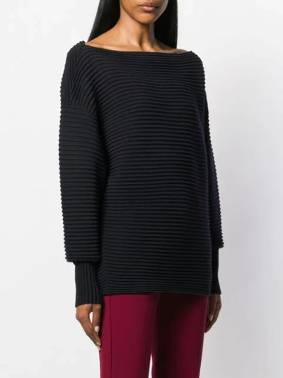 Shop Victoria Victoria Beckham Off The Shoulder Ottoman Jumper In Blue