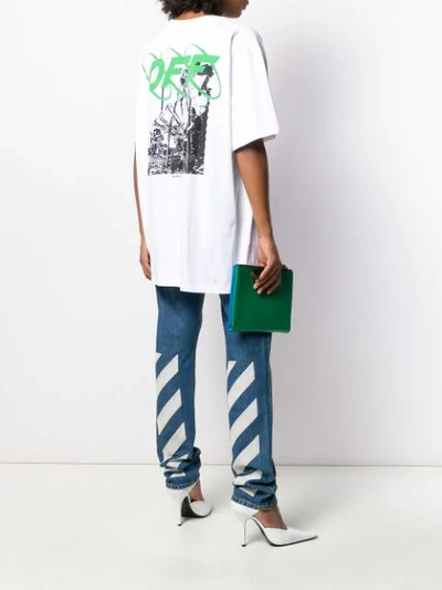 Shop Off-white Straight-leg Contrast Print Jeans In Blue