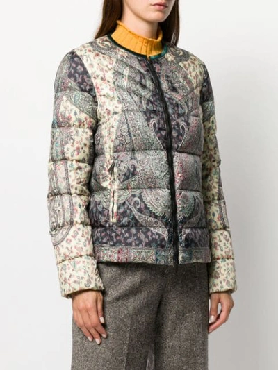 Shop Etro Parsley Print Padded Jacket In Green