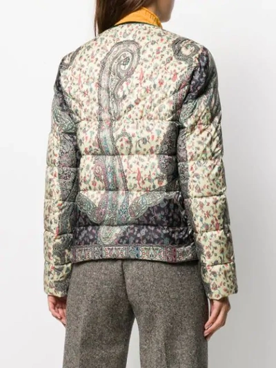 Shop Etro Parsley Print Padded Jacket In Green