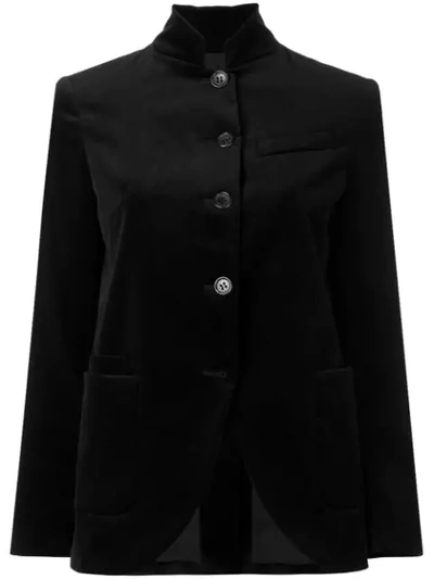 Shop Alberto Biani Velvet Buttoned Blazer In Black