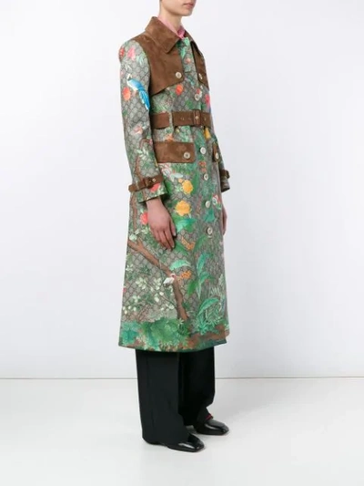Shop Gucci Tian Print 'gg Supreme' Coat - Neutrals